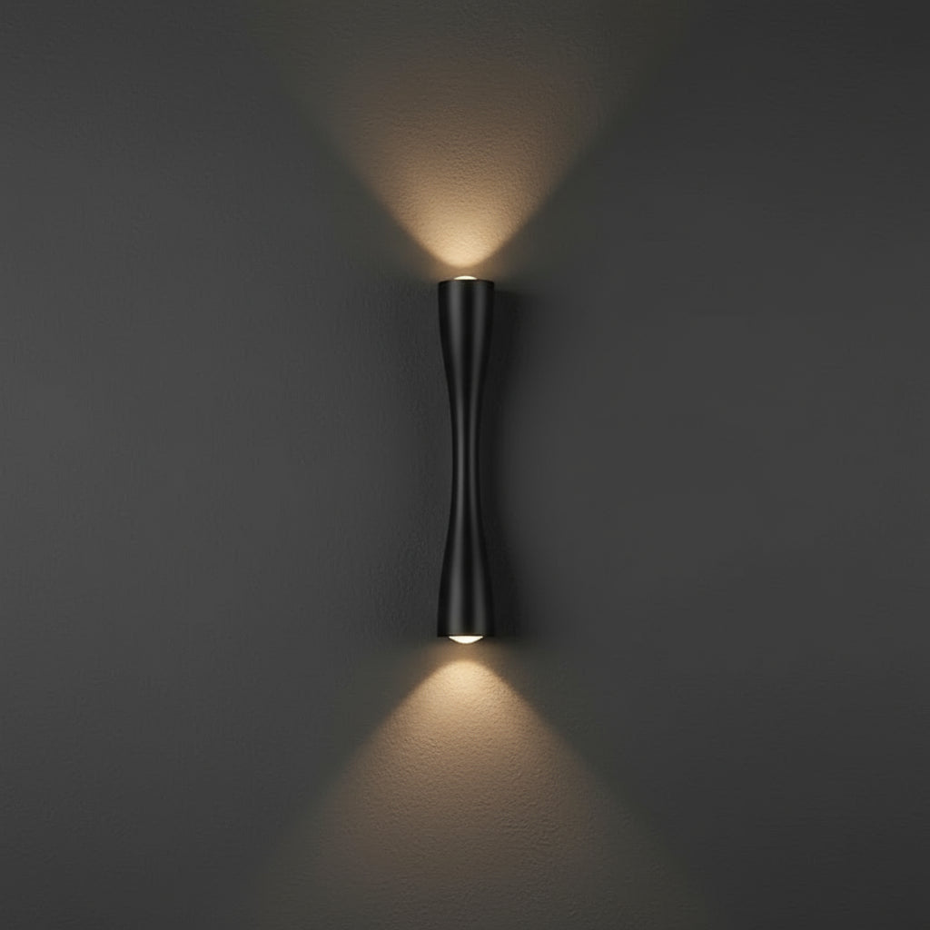 Contemporary LED Wall Light | Slim Hourglass Brass Up & Down Sconce