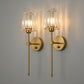 Brass Wall Light | Dimmable LED Sconce with Clear Crystal Shade