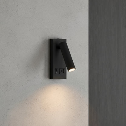 Stick-On Wall Light | Adjustable LED Reading Sconce with USB & Type-C Charging Ports in Black or White