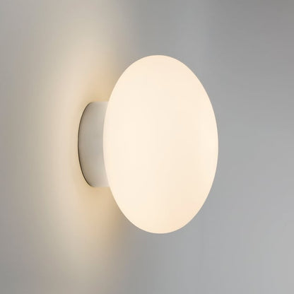Modern Wall Light | Minimalist Round Globe Sconce with Frosted Glass Shade and Black, White or Chrome Base