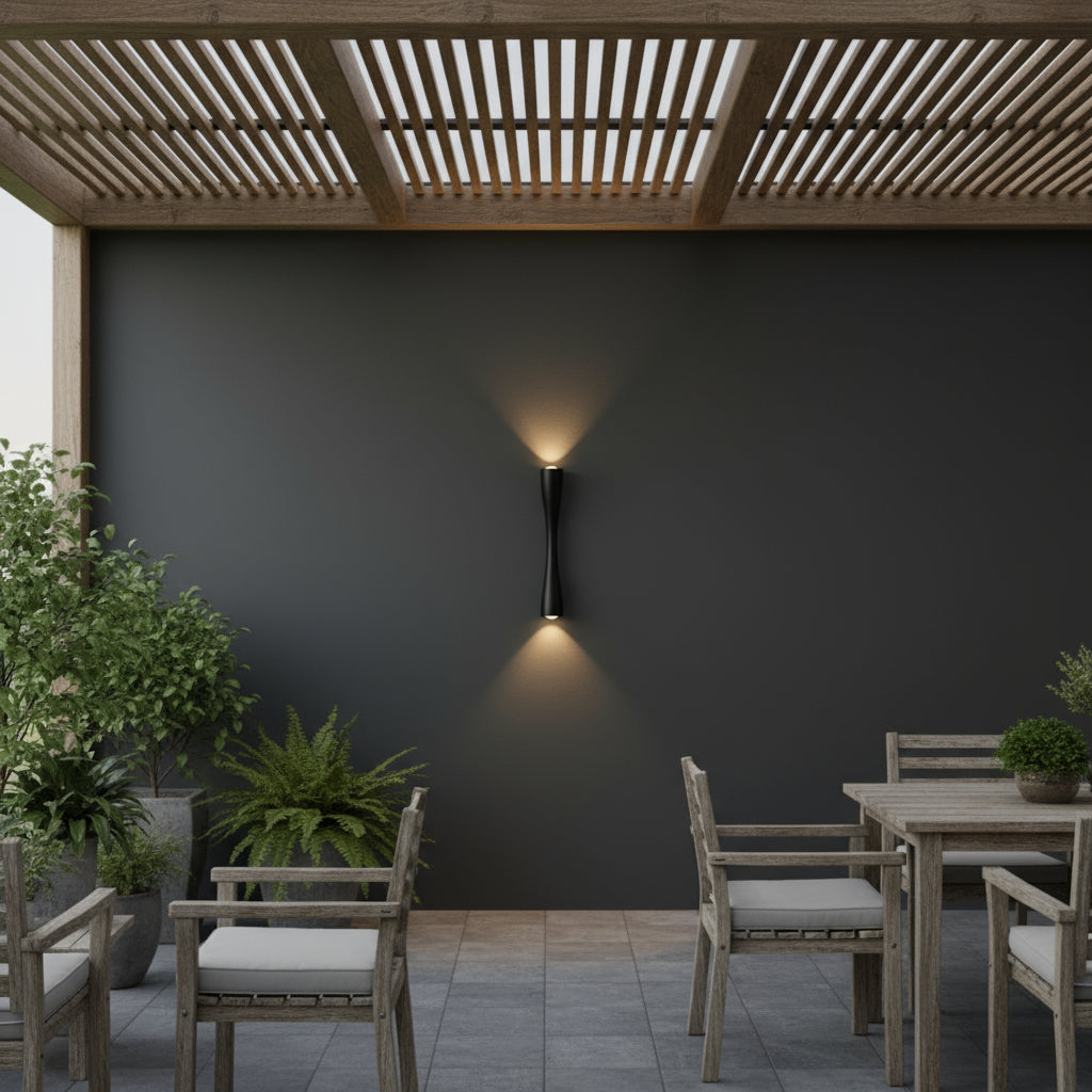 Contemporary LED Wall Light | Slim Hourglass Brass Up & Down Sconce