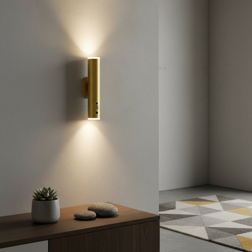 Stick-On Rechargeable Wall Light | Slim Metal Tube with Remote & Light Sensor