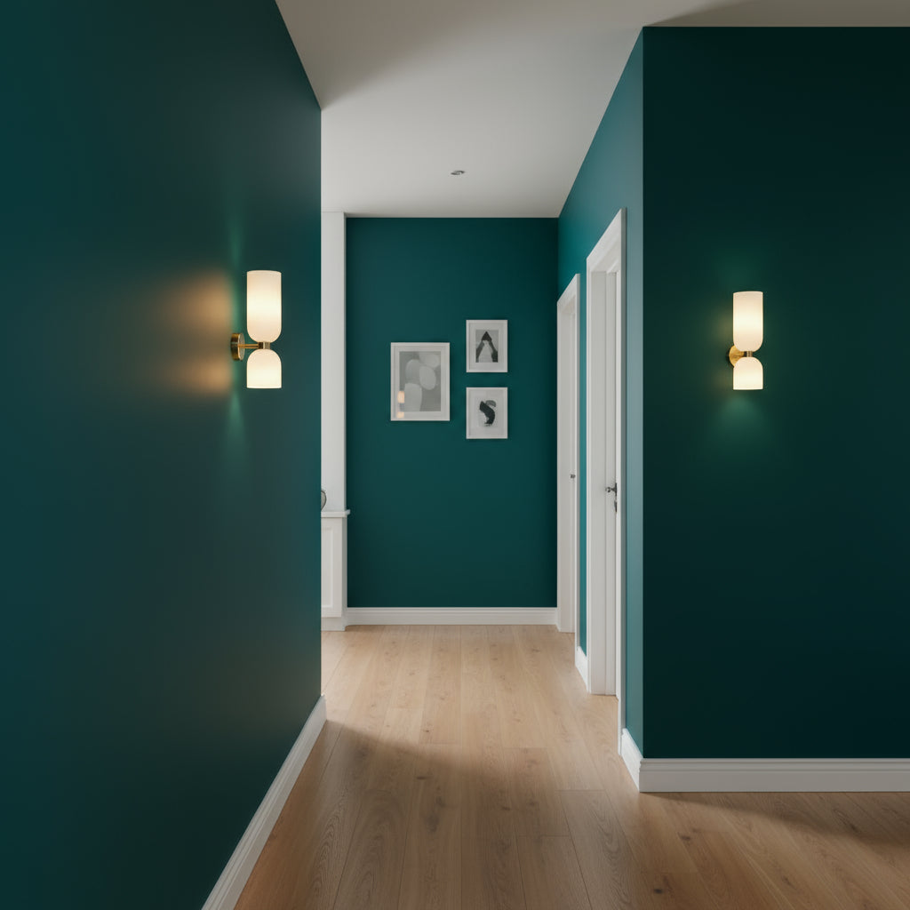 Art Deco Wall Light | Double Glass Shade with Brass Finish Up & Down Lighting