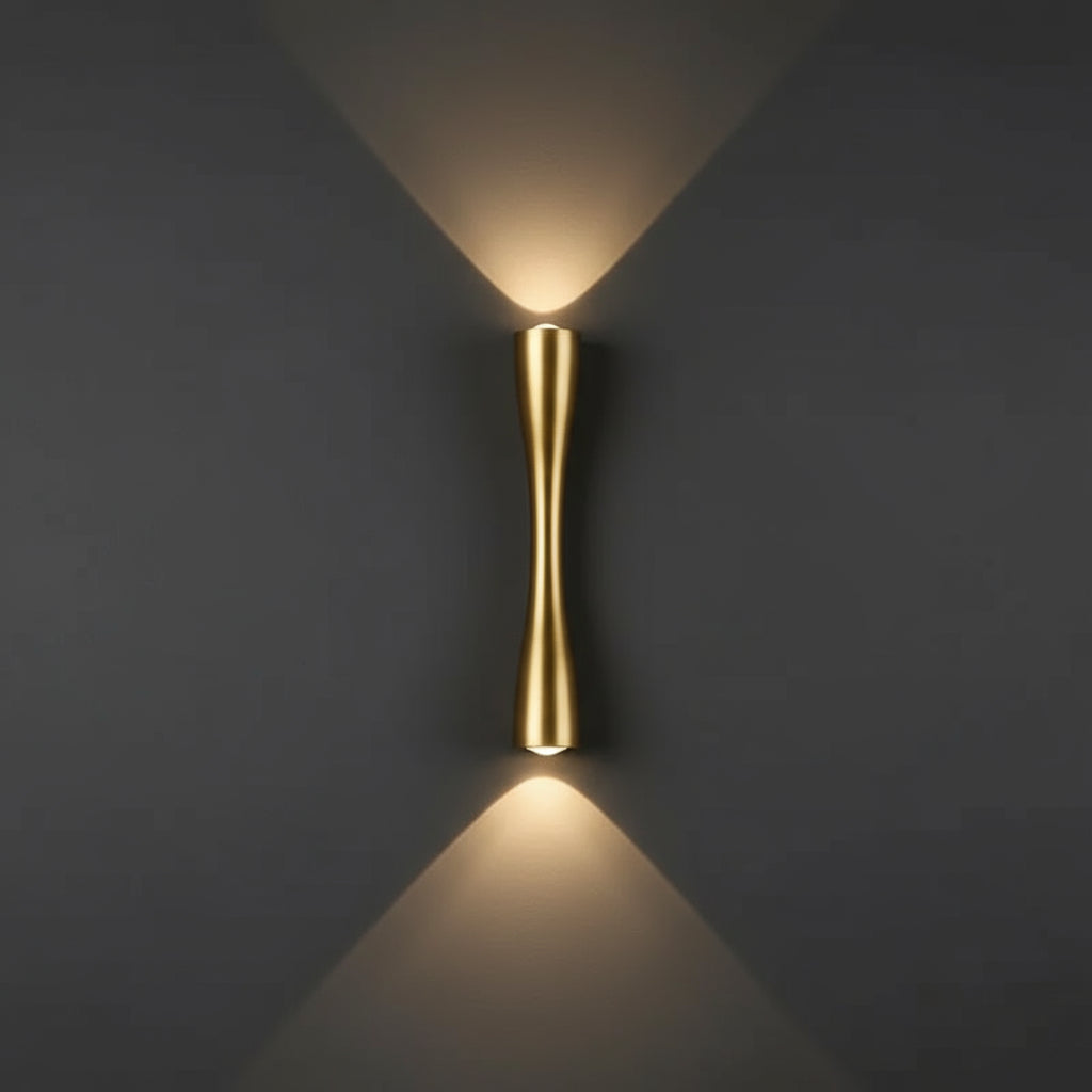Contemporary LED Wall Light | Slim Hourglass Brass Up & Down Sconce
