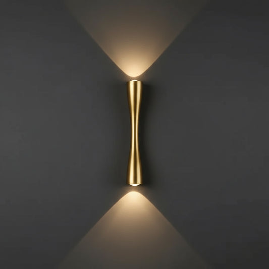 Contemporary LED Wall Light | Slim Hourglass Brass Up & Down Sconce