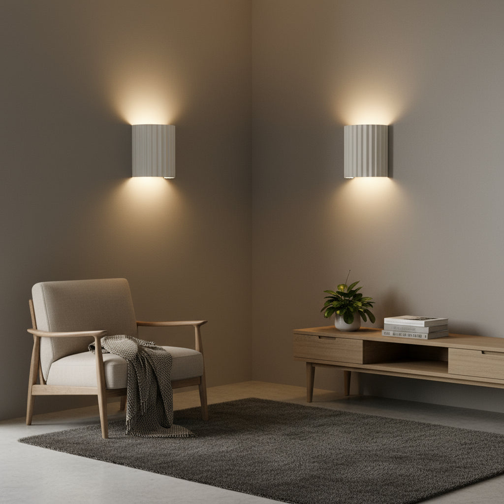 Modern Wall Light | Modern Ribbed Resin Cylinder Sconce