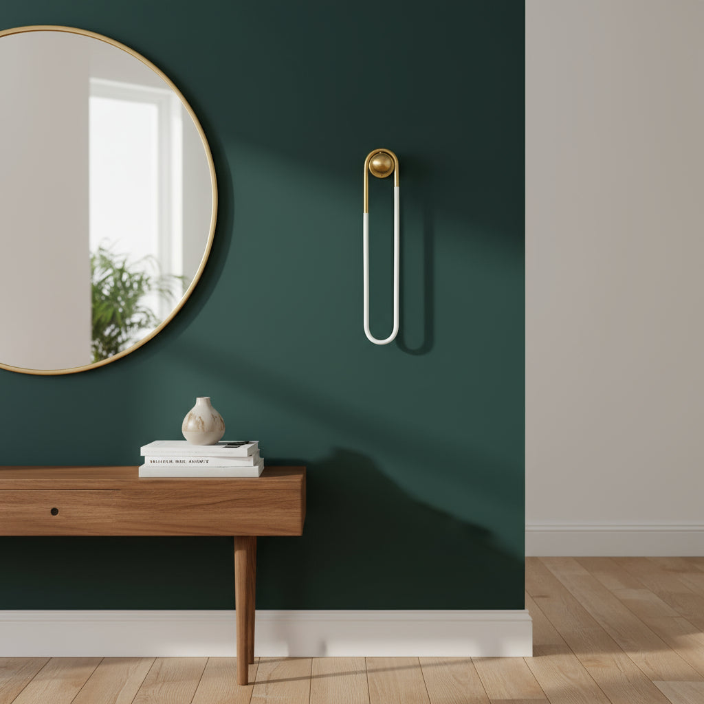 Brass Wall Light | Globe Glass Sconce with Vertical Rod