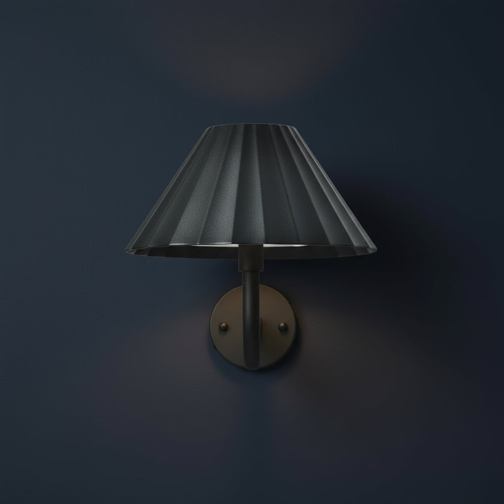 Rechargeable Wall Light | Brass Sconce with Pleated Metallic Shade