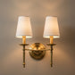 Antique Brass Wall Light | Polished Copper Body with White Fabric Shade