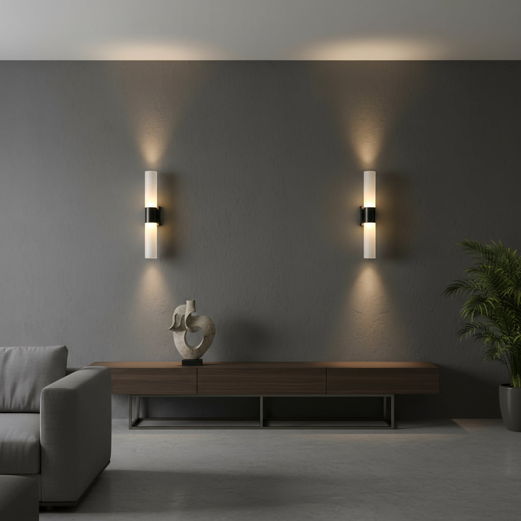 Modern Wall Light | Vertical Double-Ended Glass Tube Sconce