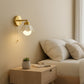 Contemporary Wall Light | Brass Base with Ceramic Shade and Pull Chain Switch