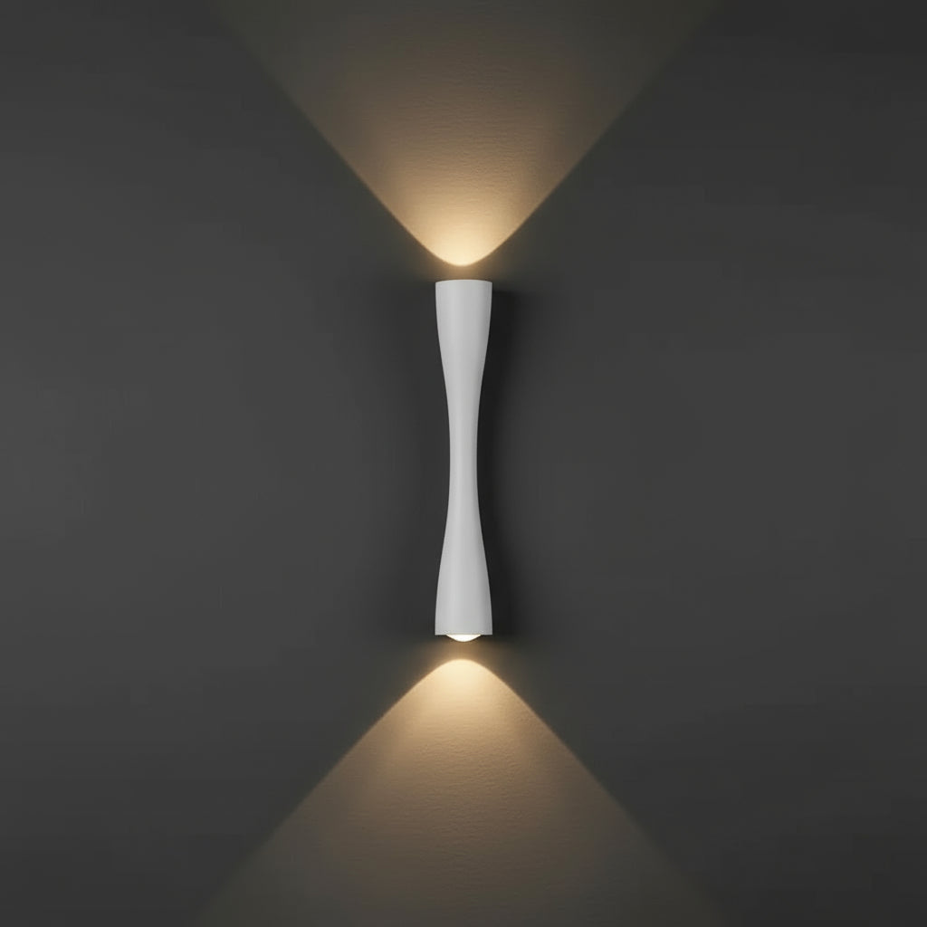 Contemporary LED Wall Light | Slim Hourglass Brass Up & Down Sconce