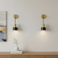 Brass Wall Light | Adjustable Brass & Black Cylinder Sconce with Wall Mount Plate