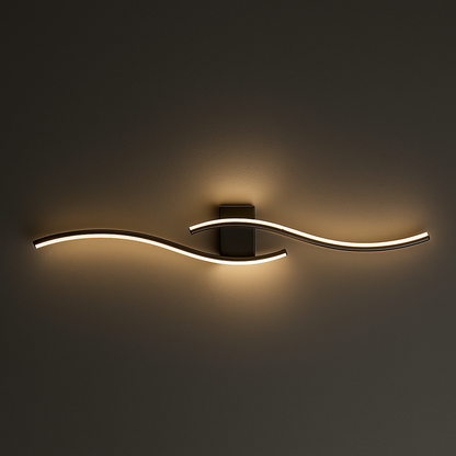 LED Wall Light | Modern Dual Wave Sconce in Black