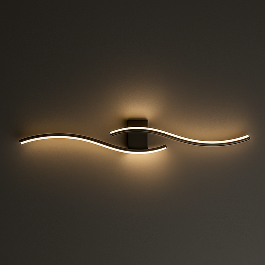 LED Wall Light | Modern Dual Wave Sconce in Black