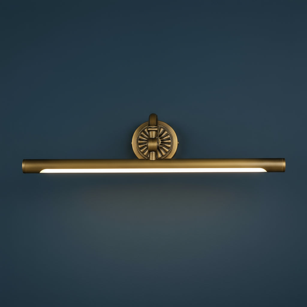 Industrial Wall Light | Antique Copper LED Picture & Mirror Lamp with Curved Arm