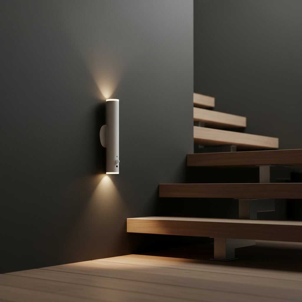Stick-On Rechargeable Wall Light | Slim Metal Tube with Remote & Light Sensor