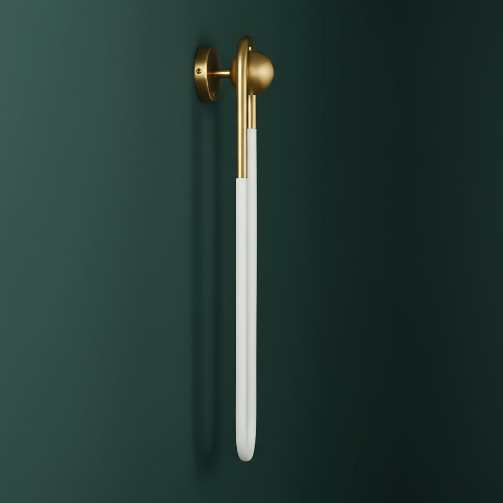 Brass Wall Light | Globe Glass Sconce with Vertical Rod