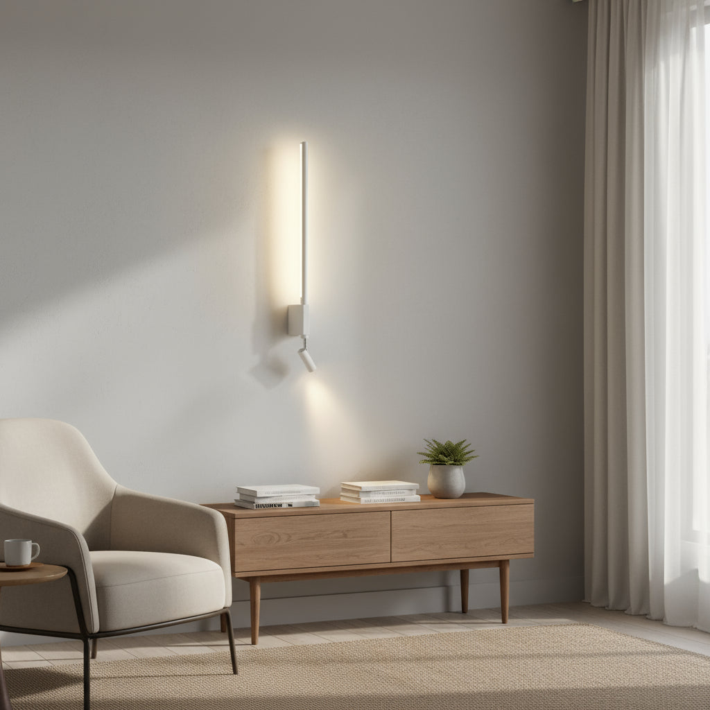 LED Wall Light | LED Sconce with Backlight and Adjustable Spotlight for Bedroom & Living Room