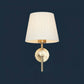 Rechargeable Wall Light | Arched Brass Sconce with Pleated Fabric Shade