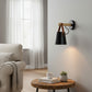 Modern Wall Light | Nordic Wooden Sconce with Leather Strap & Metal Shade