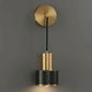 Brass Wall Light | Adjustable Brass & Black Cylinder Sconce with Wall Mount Plate