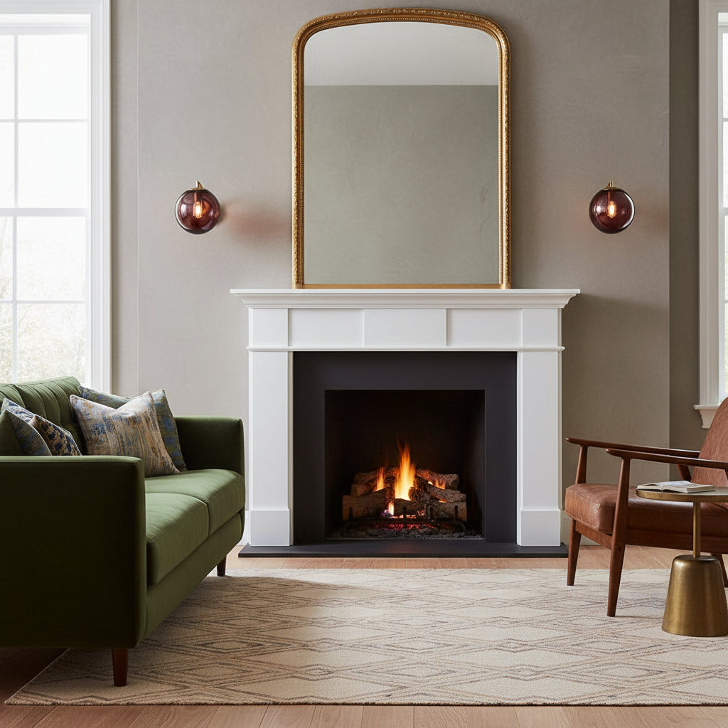 Art Deco Wall Light | Fluted Glass Globe Sconce with Curved Brass Arm