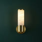 Brass Wall Light | Vertical Cylinder Sconce in Brass & Marble