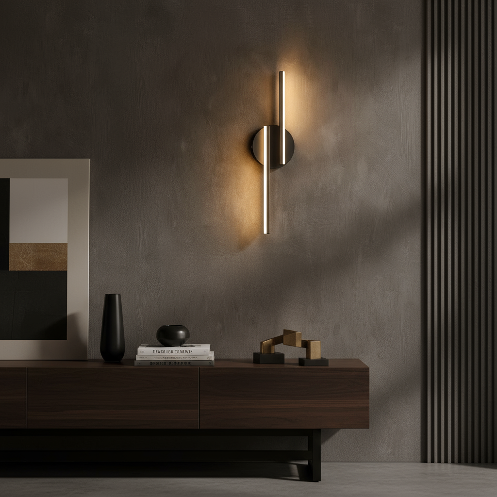 LED Wall Light | Modern Black Aluminum Sconce with Dual Bar Design