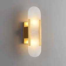 Art Deco Wall Light | Marble Sconce with Brass or Black Finish