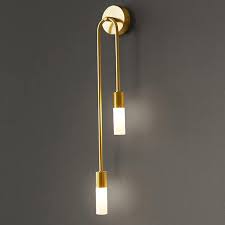 Brass Wall Light | Double G9 Sconce with Frosted Glass and Long Arched Tubes