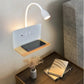 LED Wall Light | Bedside Sconce with USB & Wireless Charging Shelf