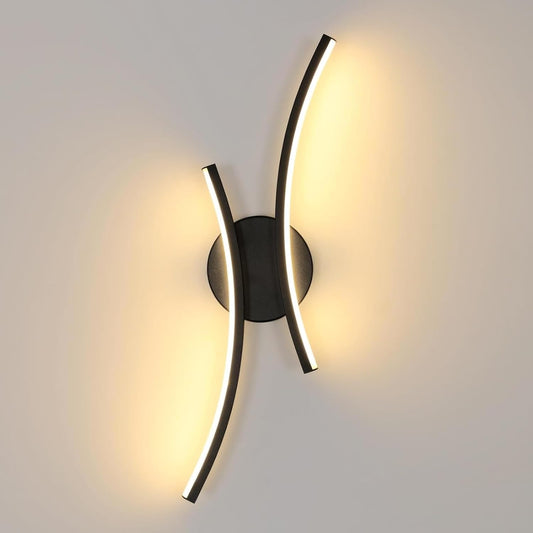 LED Wall Light | Sculptural Black Curved LED Sconce