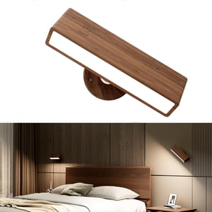 Stick-On Rechargeable Wall Light | Rotating Wooden LED Sconce