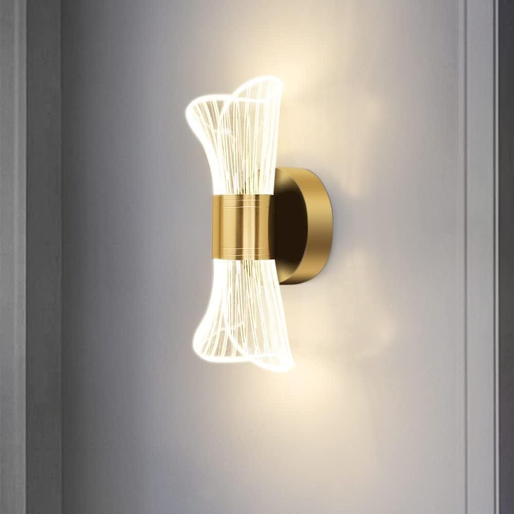 Contemporary Gold Acrylic Wall Light | Bow-Tie Design LED Light 12W with 3 Colour Modes
