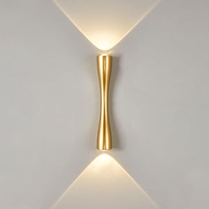 Contemporary LED Wall Light | Slim Hourglass Brass Up & Down Sconce