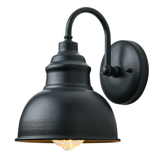 Industrial Wall Light | Vintage Black Barn Sconce with Curved Arm