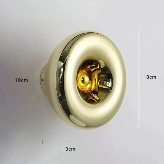 LED Wall Light | Modern Metallic Ring Sconce in Glass & Iron