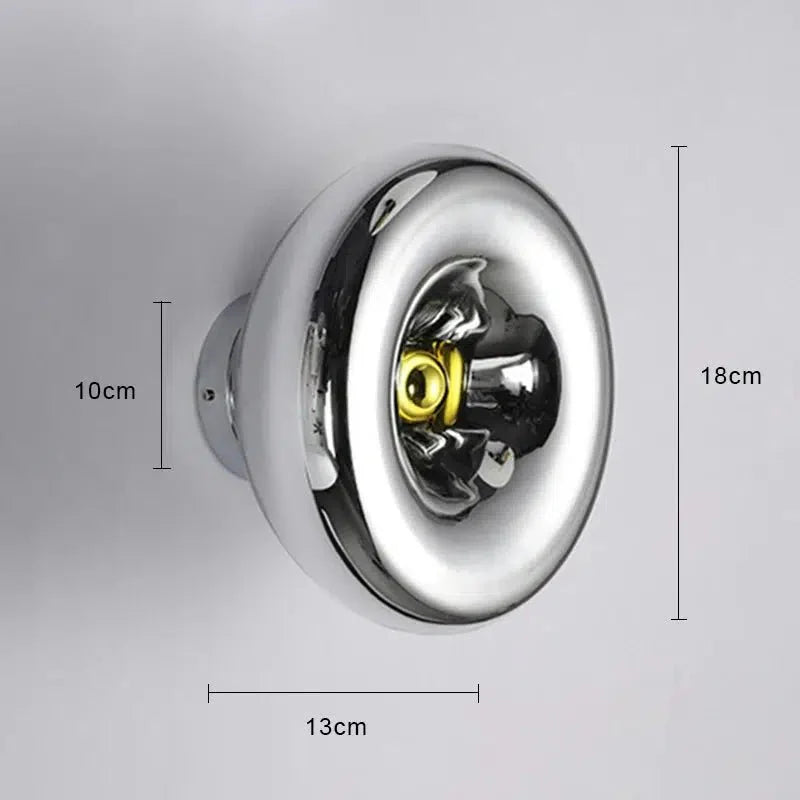 LED Wall Light | Modern Metallic Ring Sconce in Glass & Iron