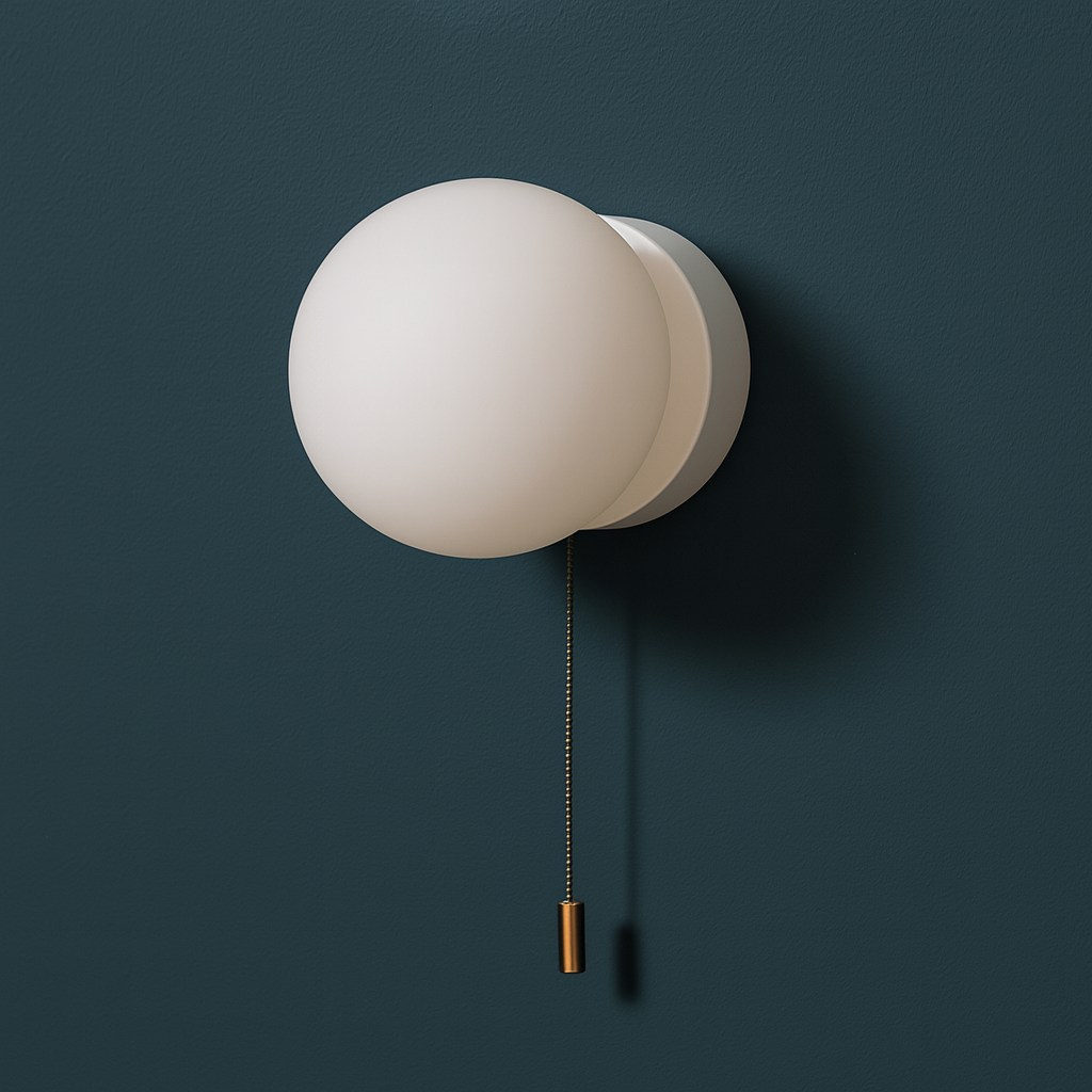 Contemporary Wall Light | Frosted Glass Globe Sconce with Metal Base