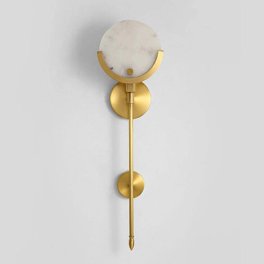 Modern Luxury Wall Light | Brass Sconce with Spanish Marble Moon Disc